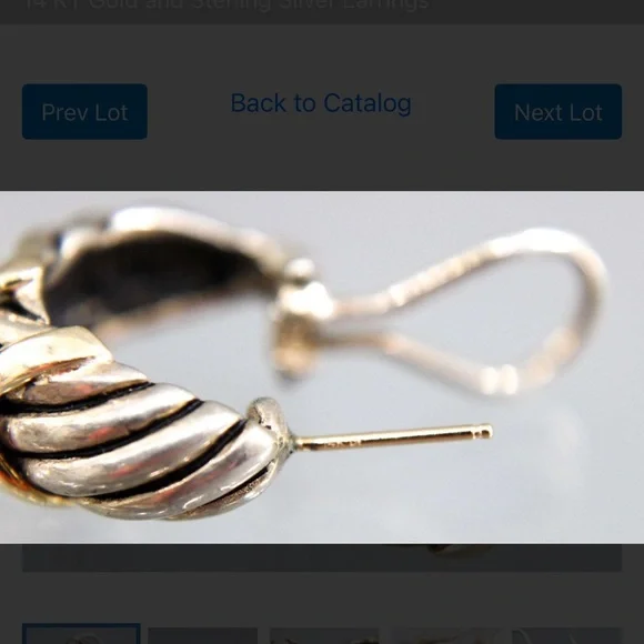 James Avery 14 KT Gold and Sterling Silver Earrings - Picture 5 of 7